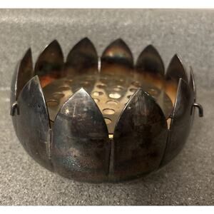 Vintage Reed & Barton #3002 Lotus Silver Plated 2-Piece Flower Frog Patina